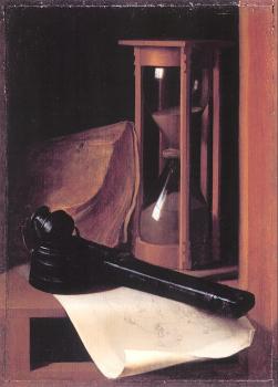 格裡特 道 Still Life with Hourglass, Pencase, and Print